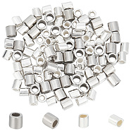 100Pcs 2 Styles 925 Sterling Silver Tube Beads, Crimp Beads, Platinum & Silver, 1.5~2x1.5~2mm, Hole: 1mm(FIND-GO0001-46)