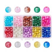 PandaHall Elite Baking Painted Crackle Glass Bead, Round, Mixed Color, 6mm, Hole: 1.3~1.6mm(CCG-PH0002-6mm-02)