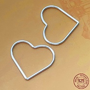 Rack Plating 925 Sterling Silver Linking Rings, Heart Connector, Silver, 15.1x17.5x0.9mm(STER-NH0001-38B-S)