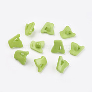 Acrylic Shank Buttons, 1-Hole, Dyed, Letter A, Green Yellow, 14x13x2mm, Hole: 3mm(X-BUTT-E028-06)