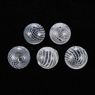 Transparent Handmade Blown Glass Globe Beads, Stripe Pattern, Round, White, 12.5~13.5mm, Hole: 1.2~2mm(GLAA-T012-33B)