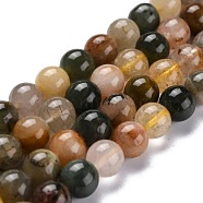 Natural Rutilated Quartz Beads Strands, Round , 8~8.5mm, Hole: 1mm, about 49pcs/strand, 15.67''(39.8cm)(G-O198-03B)