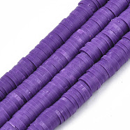 Handmade Polymer Clay Beads Strands, for DIY Jewelry Crafts Supplies, Heishi Beads, Disc/Flat Round, Dark Violet, 6x0.5~1mm, Hole: 1.8mm, about 290~320pcs/strand, 15.75 inch~16.14 inch(40~41cm)(CLAY-R089-6mm-052)