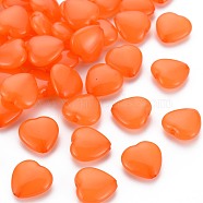 Transparent Acrylic Beads, Dyed, Heart, Dark Orange, 13.5x14x6mm, Hole: 1.5mm, about 775pcs/500g(TACR-S154-54E-05)