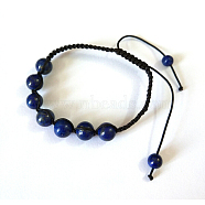 Adjustable Nylon Cord Braided Bead Bracelets, with Natural Lapis Lazuli(Dyed), 1-7/8 inch~2 inch(48~50mm)(BJEW-L612-A01)