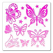 PET Plastic Drawing Painting Stencils Templates, Square, Butterfly Farm, 25x25cm(DIY-WH0285-007)