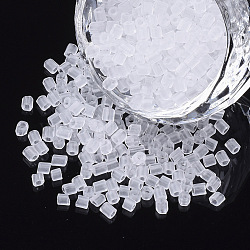 8/0 Two Cut Glass Seed Beads, Hexagon, Transparent Frosted, WhiteSmoke, 2.5~3x2.5mm, Hole: 0.9mm, about 15000pcs/bag(SEED-S033-12A-01)
