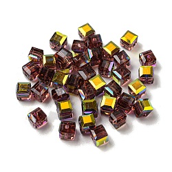 Electroplate Glass Beads, Faceted, Cube, Dark Red, 5.5x5.5x5.5mm, Hole: 1.6mm , 100pcs/bag(EGLA-Z004-04A-02)