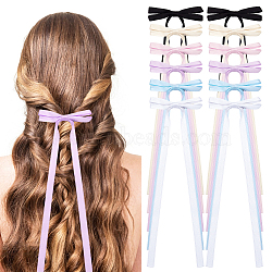 CRASPIRE Big Bowknot Polyester Alligator Hair Clips, with Platinum Plated Alloy Clip, for Women Girls, Mixed Color, 255x84x9mm, 6 colors, 2pcs/color(AJEW-CP0008-39D)