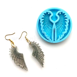 Pendant Silicone Molds, Resin Casting Molds, For UV Resin, Epoxy Resin Jewelry Making, Flat Round with Wings, Dark Cyan, 59.5x7mm(DIY-P022-12)