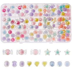 Elite Transparent Acrylic Beads, Bead in Bead, Mixed Shapes, Mixed Color, 11~14x11~21x8~12mm, Hole: 2~3mm, 114pcs/box(TACR-PH0001-67)