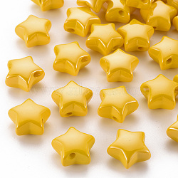 Opaque Acrylic Beads, Pearlized, Star, Gold, 20.5x21x12.5mm, Hole: 3.5mm(X-MACR-S372-02B-81)