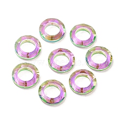 Electroplate Transparent Glass Linking Rings, Crystal Cosmic Ring, Prism Rings, Faceted, Round Ring, Purple, 14x3.5mm, Inner Diameter: 8mm(GLAA-F126-01C)