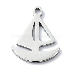 Non-Tarnish 304 Stainless Steel Pendants, Laser Cut, Sailboat Charms, Stainless Steel Color, 15.5x13x1mm, Hole: 1mm(STAS-C097-19P)