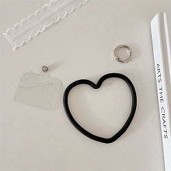 Silicone Love Heart Mobile Straps, Anti-drop Wristlet Straps, Mobile Phone Case Accessories Decoration, Black, 8~10cm(PW-WG49436-02)