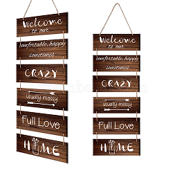 Solid Wood Hanging Wall Decorations, with Jute Twine, Rectangle, Sienna, 90x30cm(HJEW-WH0024-006)