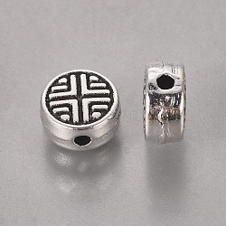 Tibetan Style Alloy Beads, Lead Free & Nickel Free & Cadmium Free, Flat Round, Antique Silver, 6.3x3.5mm, Hole: 1mm(LF0729Y-NF)