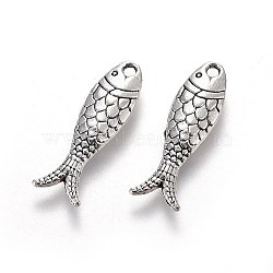 Tibetan Style Zinc Alloy Pendants, Fish, Antique Silver, 23.5x7.5x3mm, Hole: 1.5mm(X-PALLOY-I141-01AS)