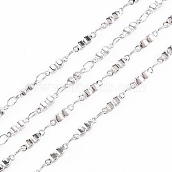 201 Stainless Steel Glasses Shape & Oval Link Chains, Soldered, Stainless Steel Color, 8.5x2.5x1.5mm, about 3.28 Feet(1m)/Strand(STAS-N092-113)