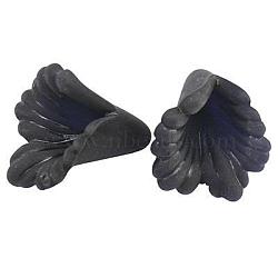 Acrylic Beads, Frosted, Flower, Dyed Black, about 12mm wide, 12mm long, 1.8mm thick, hole: 1.5mm(X-PL622-6)