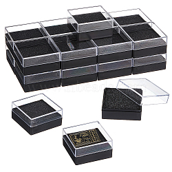 Plastic Badge Storage Gift Box, with Black EVA Sponge Inside, Square, 4.25x4.25x2.2cm(CON-WH0099-06F)