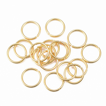304 Stainless Steel Jump Rings, Open Jump Rings, Golden, 18 Gauge, 12x1mm, Inner Diameter: 10mm