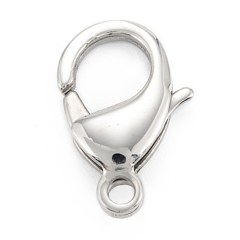 304 Stainless Steel Lobster Claw Clasps, Parrot Trigger Clasps, Stainless Steel Color, 25x16.5x5mm, Hole: 3mm