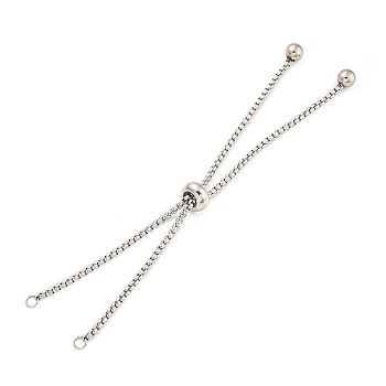 Non-Tarnish Adjustable 304 Stainless Steel Box Chain Slider Bracelet Making, Stainless Steel Color, 7-7/8 inch(20cm), Hole: 2mm