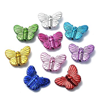 UV Plating Acrylic Beads, Butterfly, Mixed Color, 19x25x6mm, Hole: 2mm