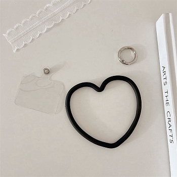 Silicone Love Heart Mobile Straps, Anti-drop Wristlet Straps, Mobile Phone Case Accessories Decoration, Black, 8~10cm