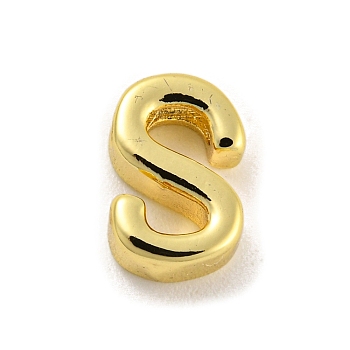 Brass Pendants, Real 18K Gold Plated, Letter S, 8.5x5.5x3mm, Hole: 1.2mm