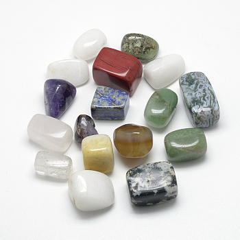 Natural & Synthetic Mixed Gemstone Beads, Tumbled Stone, Chakra Healing Stones for 7 Chakras Balancing, Crystal Therapy, Meditation, Reiki, Vase Filler Gems, No Hole Beads, Mixed Shapes, 15~55x10~25x10~25mm