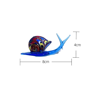 Handmade Lampwork 3D Snail Figurines, for Home Desktop Decoration, Dodger Blue, 80x40mm