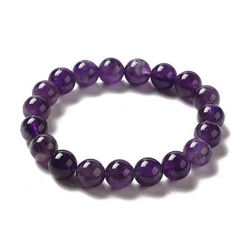 Natural Amethyst Stretch Bracelets, 2 inch(52mm), Bead: 10mm in Diameter