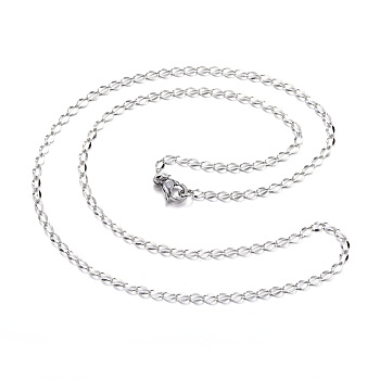 304 Stainless Steel Necklaces, Curb Chain Necklaces, Stainless Steel Color, 17.72 inch(45cm)