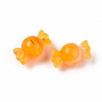 Acrylic Beads, Imitation Gemstone, Candy, Orange, 9.5x18x10mm, Hole: 2.5mm, about 830pcs/500g