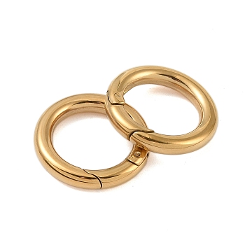 Ion Plating(IP) 316 Stainless Steel Spring Gate Rings, Rings, Real 18K Gold Plated, 24x4mm