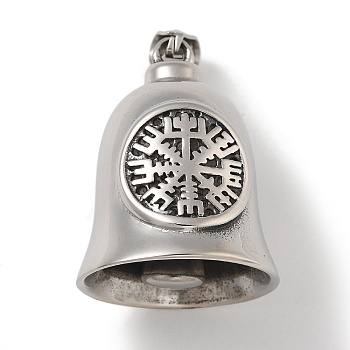 304 Stainless Steel Big Pendants, Hanging Bell Charm, Gear, 34x26mm, Hole: 8x4mm