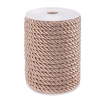 Nylon Thread, Twisted Cord, Tan, 5mm, about 18~19yards/roll(16.4~17.4m/roll)