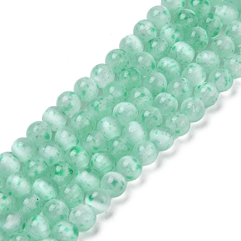 Natural Selenite Beads Strands, Dyed, Round, Turquoise, 6mm, Hole: 1mm, about 65pcs/strand, 15.55''(39.5cm)