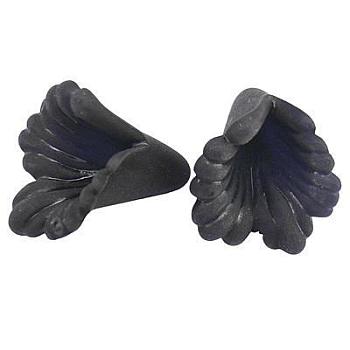 Acrylic Beads, Frosted, Flower, Dyed Black, about 12mm wide, 12mm long, 1.8mm thick, hole: 1.5mm