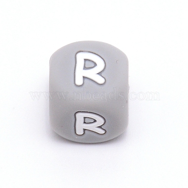 Gray Cube Silicone Beads