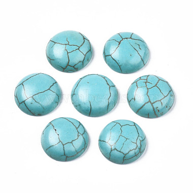 18mm DarkCyan Half Round Synthetic Turquoise Cabochons