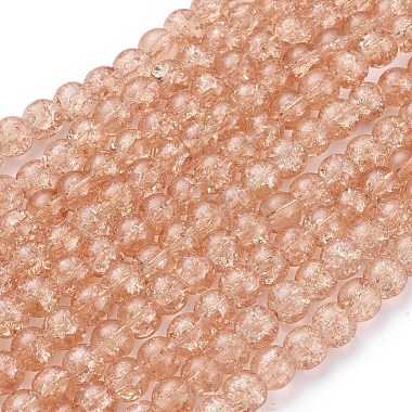 1Strand Light Salmon Transparent Crackle Glass Round Beads Strands(X-CCG-Q001-8mm-05)-2