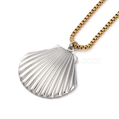 304 Stainless Steel Summer Beach Pendant Box Chain Necklaces(NJEW-K389-01GP-03)-3