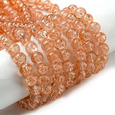 6mm LightSalmon Round Crackle Glass Beads