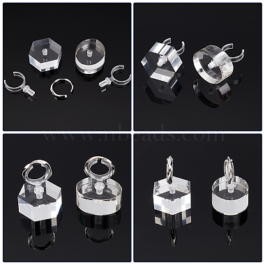 AHADERMAKER 2 Sets 2 Styles Oval & Hexagon Acrylic Finger Ring Display Holders(RDIS-GA0001-02)-4