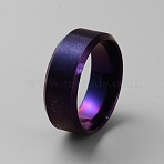 304 Stainless Steel Plain Band Rings, Purple, US Size 8(18.1mm)(RJEW-WH0003-43C)