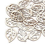 Undyed Wood Pendants, Leaf, Wheat, 45x28.5x2mm, Hole: 2mm(X-WOOD-T008-35)