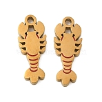 304 Stainless Steel Enamel Charms, Ion Plating(IP), Lobster Charm, Golden, 15x6x1.5mm, Hole: 1mm(STAS-Z139-04G-03)